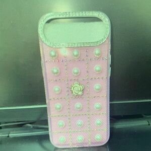 Apple Pink Pearl Embellished Phone Case
